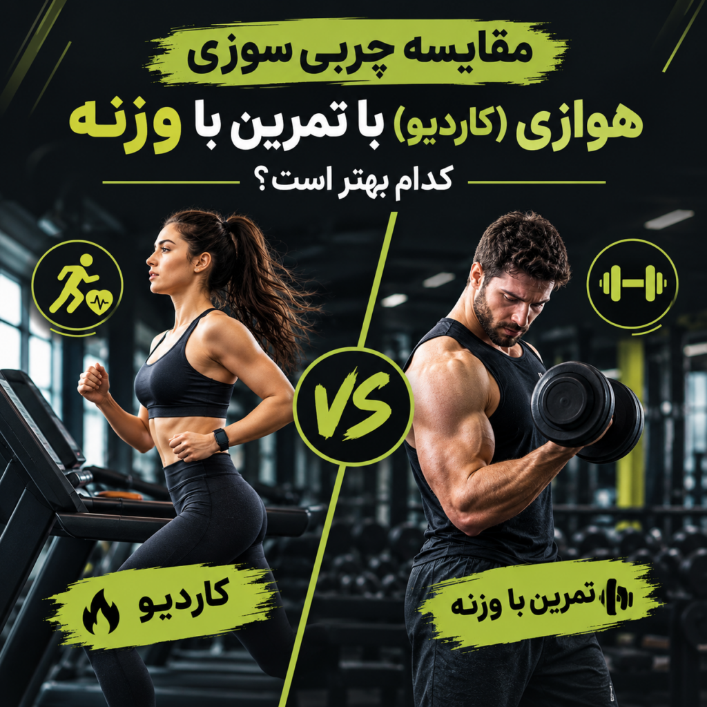 مقایسه چربی سوزی هوازی (کاردیو) با تمرین با وزنه